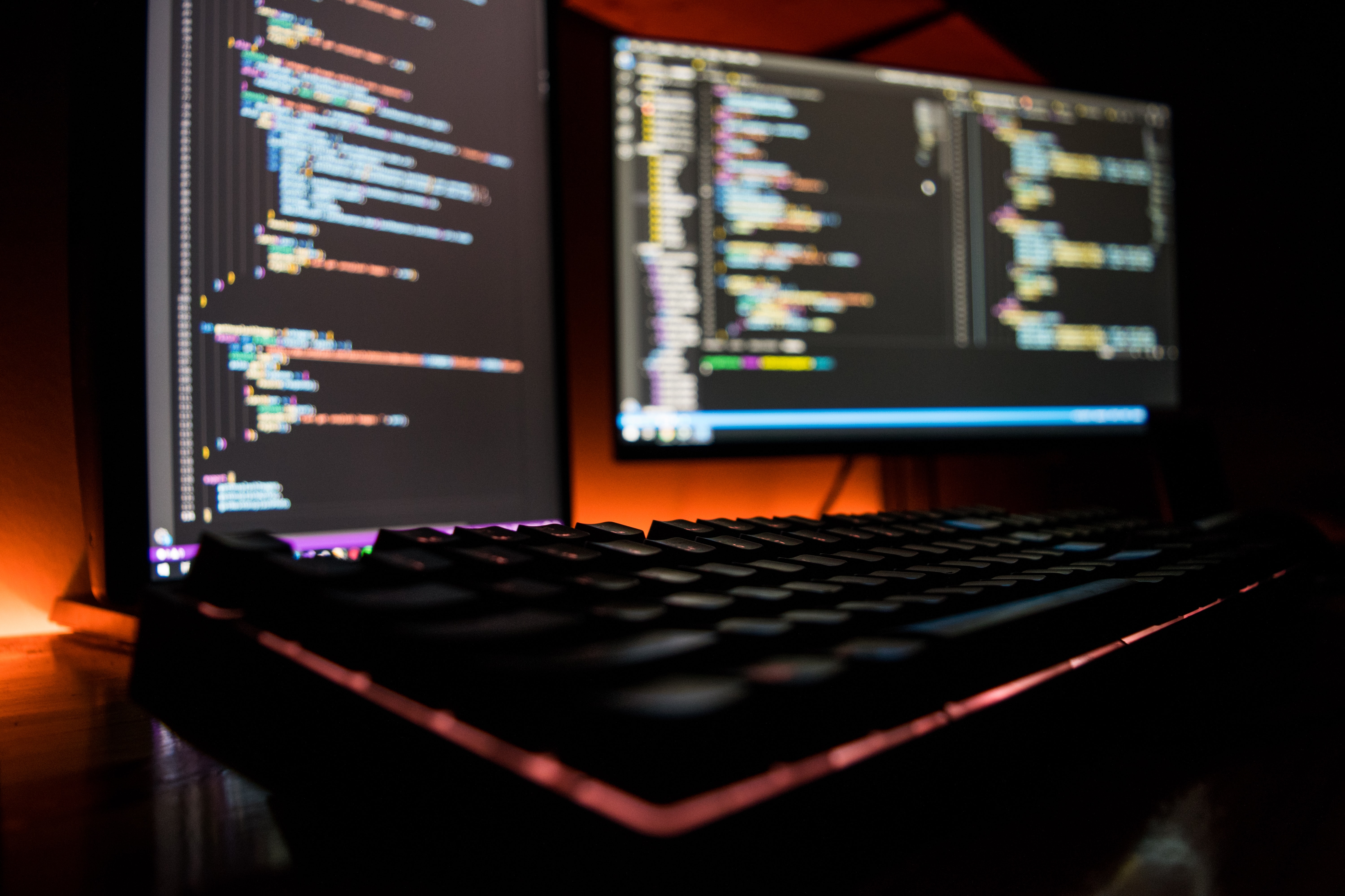 Keyboard and two monitors